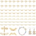 thumbnail image 1 of 80 cuentas espaciadoras sueltas de metal de 4 estilos con diseño de mariposa, libélula y alas de color dorado claro., 1 of 6