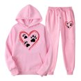 thumbnail image 2 of Feancey Lighten Womens Sweatsuits 2 Piece Set Valentines Day Casual Heart Print Hoodies and Jogger Pants Matching Sets Cute Y2K Tracksuit Two Piece Pink L, 2 of 3