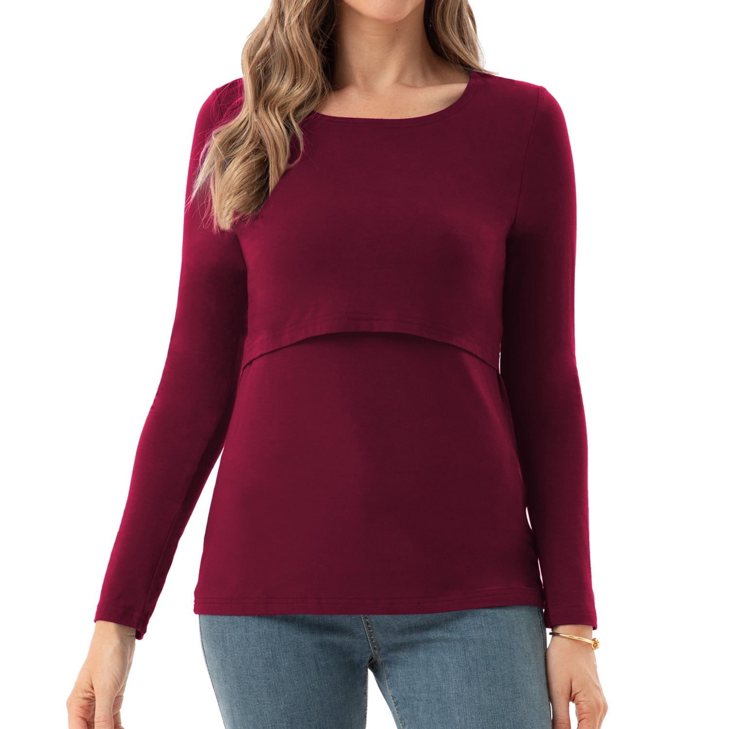 Beaisland Women's Maternity Nursing Tops Comfy Long Sleeve Breastfeeding T-Shirt 3-Pack