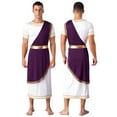 thumbnail image 1 of TiaoBug Robe Gothique Grecque Ancienne pour Hommes, Décoration Dorée Rétro, Longue Robe Violette G, 1 of 6