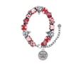 thumbnail image 2 of Silvertone Butterfly - Round Seal Red Christmas Bead Bracelet, 2 of 4