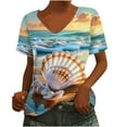 thumbnail image 2 of ALLLIST Women's Tops Summer V Neck Short Sleeve T-Shirts Blue Hawaiian Trendy Shirts Ladies Tops, 2 of 5