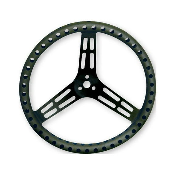 Longacre 52-56867 15" Flat Uncoated Black Aluminum Steering Wheel