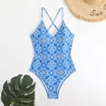 thumbnail image 2 of BOBOGOJP Women One Piece Tummy Control Swimsuit Crisscross Backless Bathing Suit Blue for Size M, 2 of 3