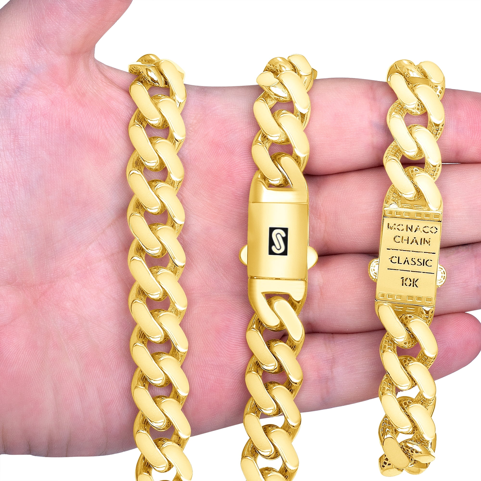 Nuragold 10k Real Yellow Gold Royal Monaco 15mm Miami Cuban Link Bracelet (7.5"-9") Italian Jewelry for Men