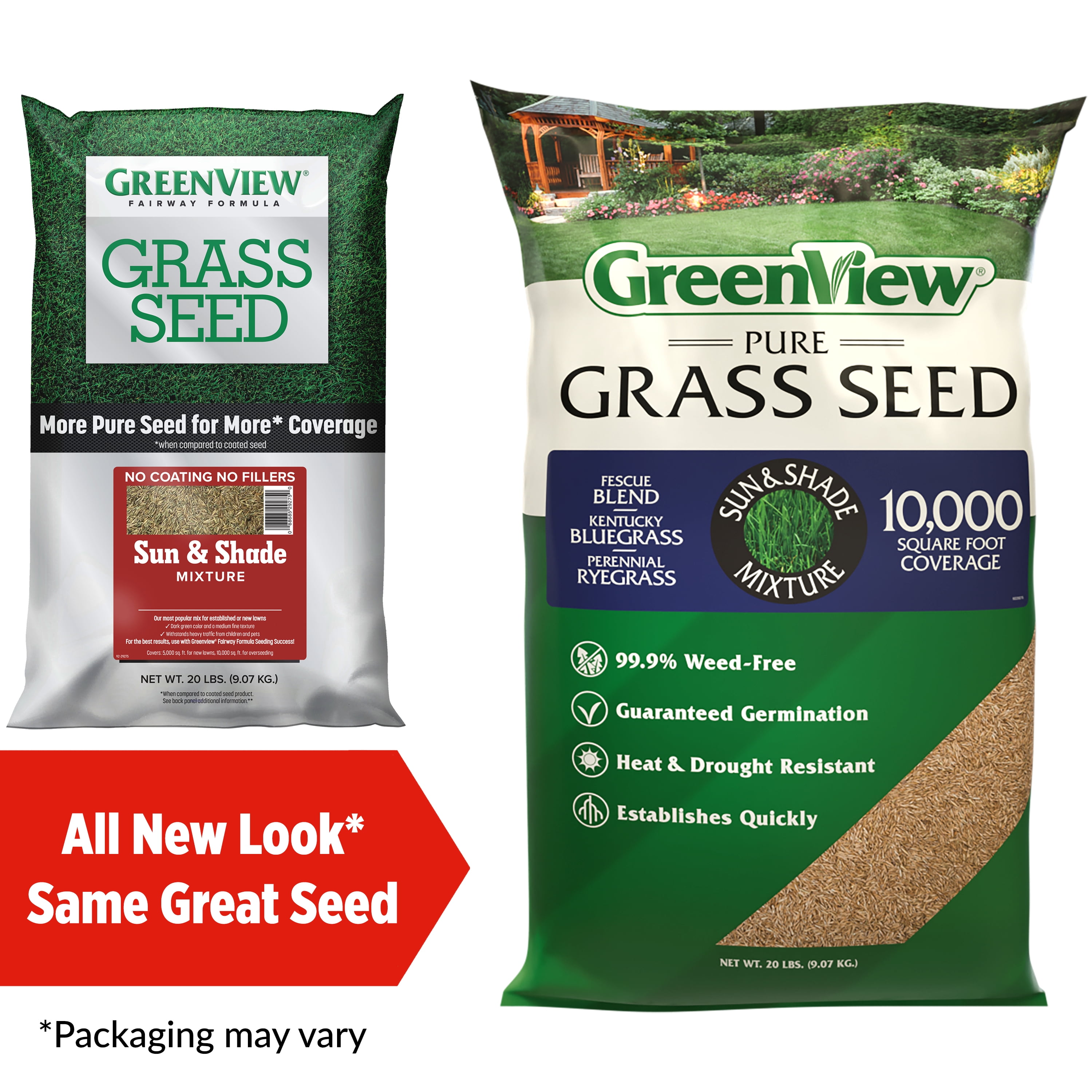 GreenView Pure Grass Seed Sun & Shade Mixture, 20 lb. Bag – Covers up to 10,000 sq. ft.