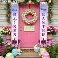 thumbnail image 3 of 2D FLAT 1pair Easter Door Banner, 30x180cm/11.81x70.87 Inch He Is Risen Easter Porch Banner Party Front Door Sign Wall Hanging Spring Decorations and Supplies for Home Office Farmhouse Holiday Decor, 3 of 8