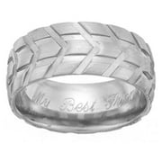 Personalized Men's Engraved Tire Tread Stainless Steel Band
