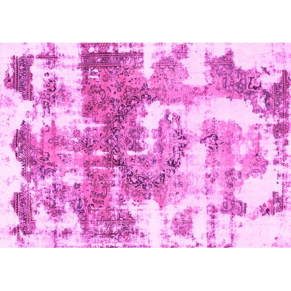 Ahgly Company Indoor Rectangle Abstract Pink Modern Area Rugs, 2' x 4'