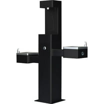 Outdoor Bottle Filling Station & Bi-Level Drinking Fountain, Black Powder Coat