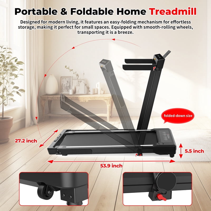Treadmill with Auto Incline 3 in 1 Folding Handle handrail, Under Desk Portable Walking Pad for Home Office,Walking Jogging Running Pad 2.5HP Low Noise with Remote Control, White