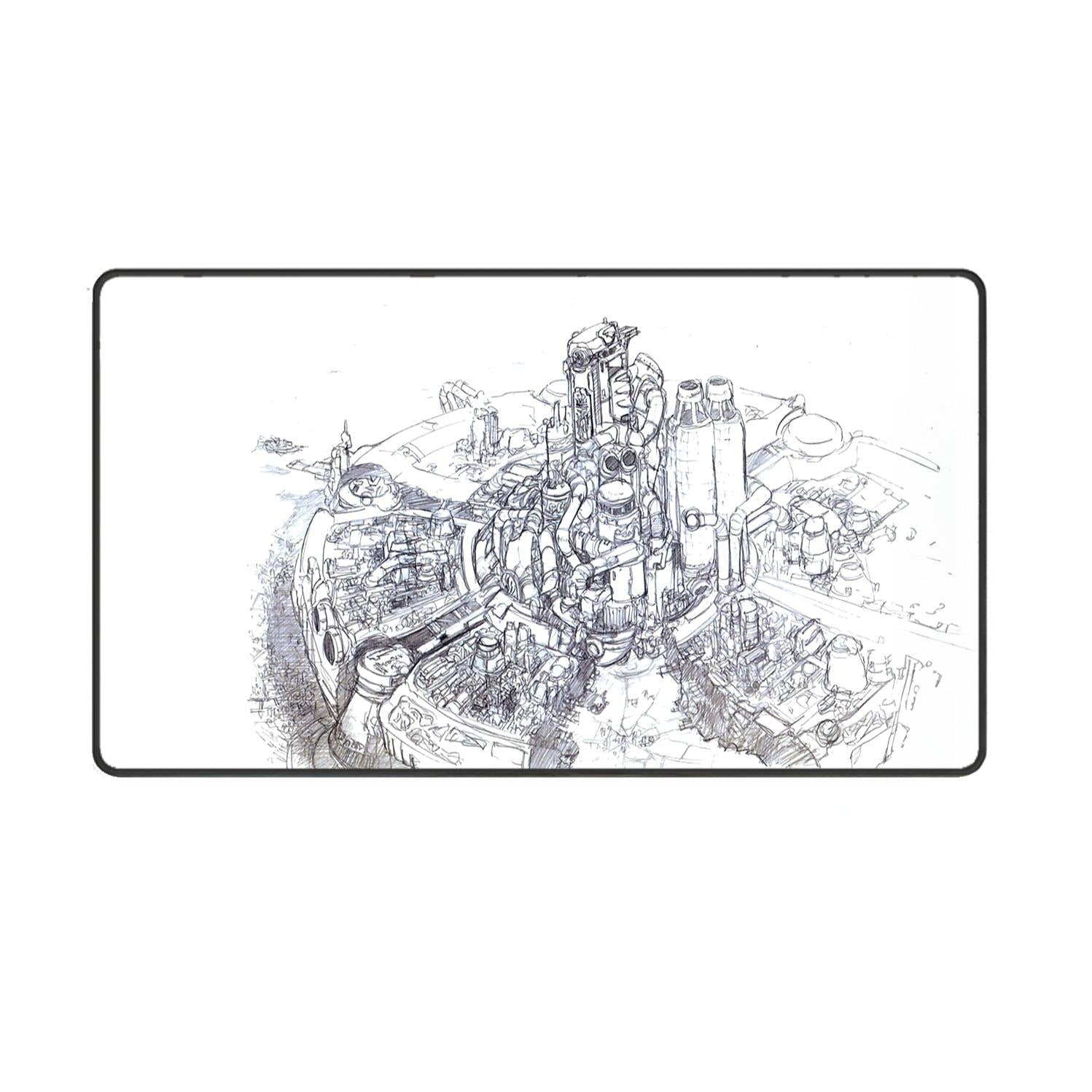 Midgar Sketch Gaming Mouse Pad, Final Fantasy VII-Inspired Desk Mat for Gamers and Offices