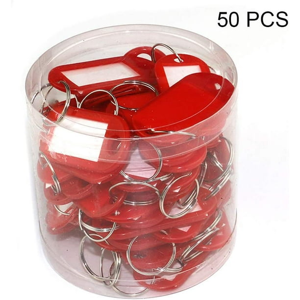 Plastic Key Tags, Key ID Ring Covers with Blank Labels, 50 Pcs, 11