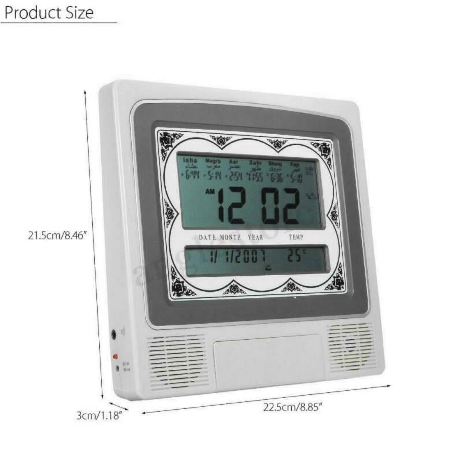 Muslim Digital Alarm, Amerteer LCD Automatic Digital Islamic Azan Muslim Prayer Alarm Wall & Table Home Clock Islamic Clock with Temperature Display, Hijri and Gregorian Calendars