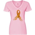 thumbnail image 3 of Inktastic Leukemia Awareness with Orange Ribbon Made of Hearts Women's V-Neck T-Shirt, 3 of 5