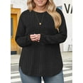 thumbnail image 4 of NISVIYA Women's Plus Size Fall High-Low Knit Sweater - Long Sleeve Crew Neck Comfy Pullover Black, 4 of 5