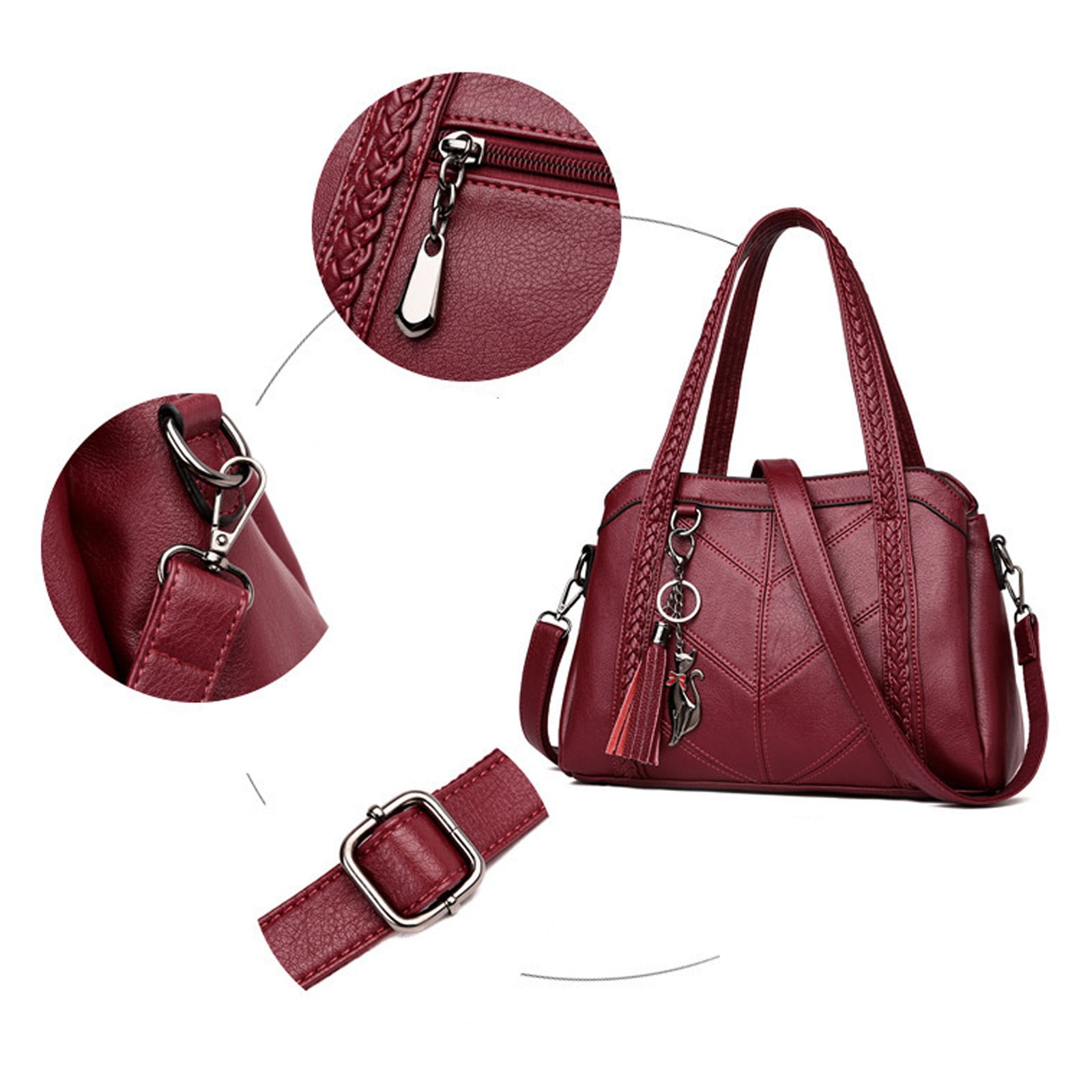 Stylago Large Crossbody Bags for Women Tassel Pendant Zipper Vintage Leather Multiple Compartments Shoulder Purses Tote Blue