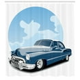 thumbnail image 3 of Ambesonne Cars Shower Curtain, Retro Vintage Auto, 69"Wx70"L, Blue Pale Blue Black, 3 of 3