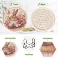thumbnail image 4 of Haosy Set of 6 Drink Woven Coaster with Holder Heat Resistant Non-Slip Bar Coasters 4 Inches Rabbit in Teacup Flower, 4 of 7