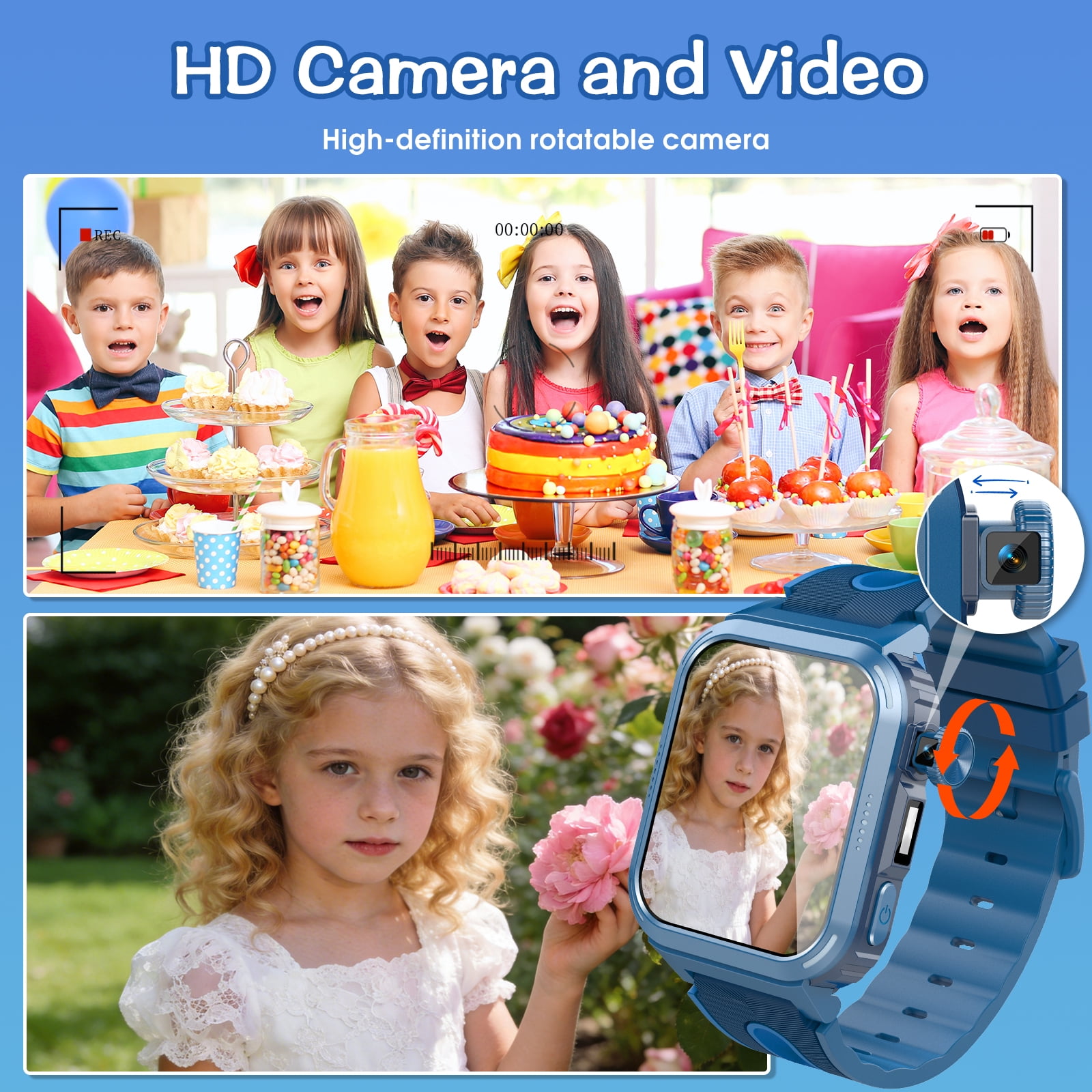 Coucur Kids Smart Watch with Classroom Mode, 1.83 HD Touch Screen Smartwatch for Kids, Learn Cards, Camera, Music Player, 14 Puzzle Games, 100 Sports Modes, IP68 Waterproof, Best Gift for Kids