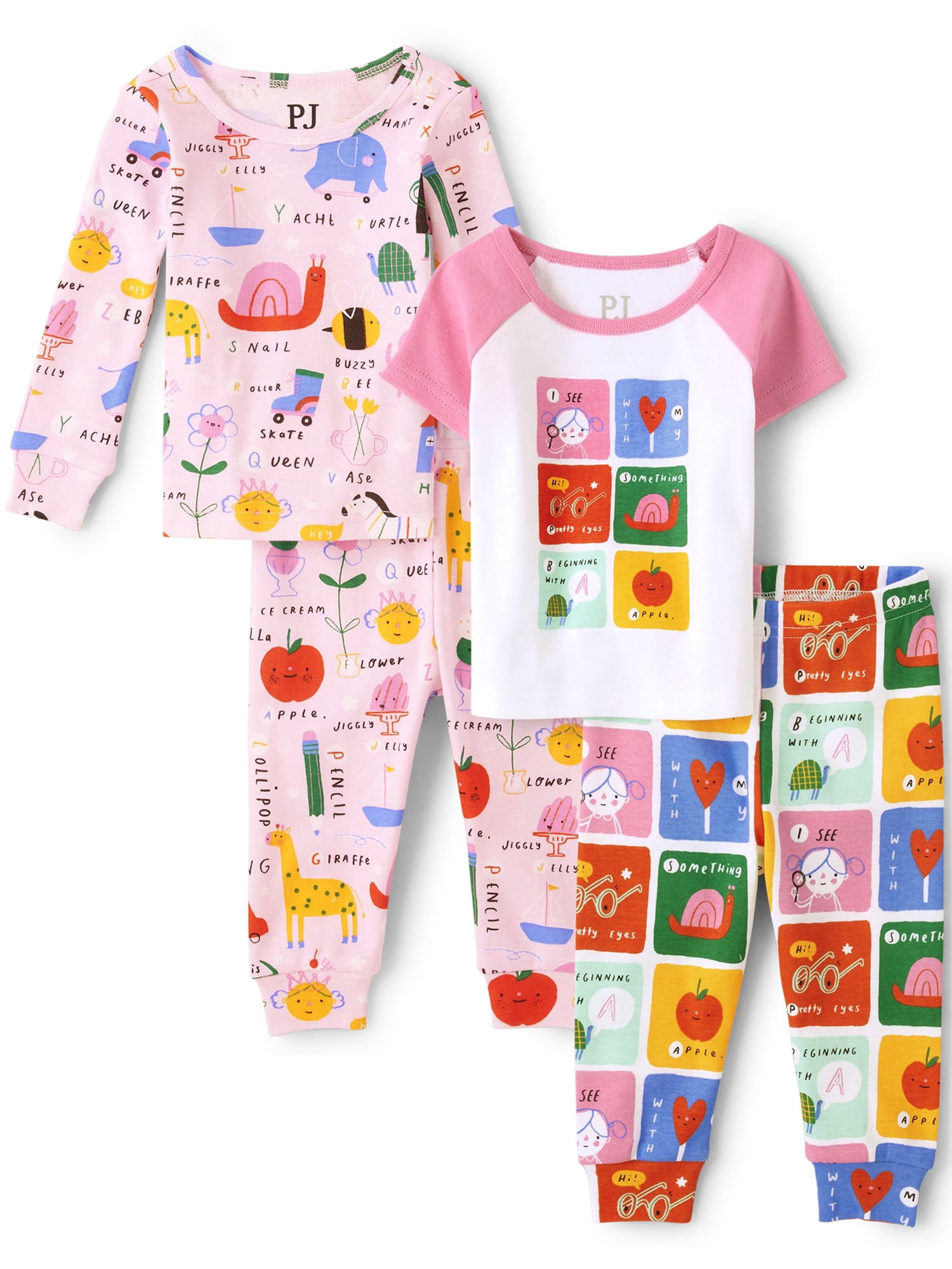 The Children's Place Toddler Girl TightFitting Cotton 4pc Pajamas