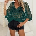 thumbnail image 4 of SELONE Swim Suit Coverup for Women Beach Tops 3/4 Sleeve Cutout Bathing Suit Crew Neck Short Summer Clothes Green, 4 of 4