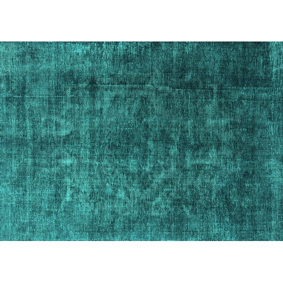 Ahgly Company Machine Washable Indoor Rectangle Oriental Turquoise Blue Industrial Area Rugs, 5' x 8'