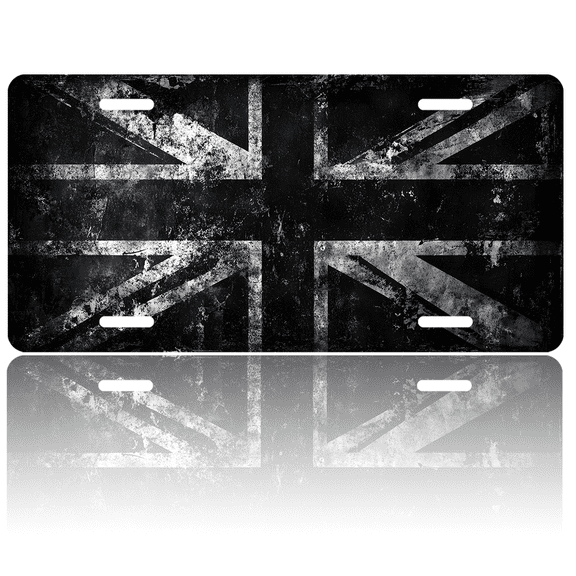 1 Pcs 2D Flat License Plate Covers & Frames, Union Jack in For Decorative Front, Waterproof For Decoration Aluminum License Plate Covers & Frames Cover For Men Women, 12" X 6"