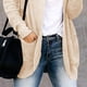 thumbnail image 4 of Cárdigan Manga Larga Bolsillo Color Puro Moda Casual Dobladillo Curvo Tops para Mujer Albaricoque S, 4 of 6