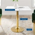 thumbnail image 5 of Modway Verne 35" Square Modern Wood & Metal Dining Table in White/Gold, 5 of 5