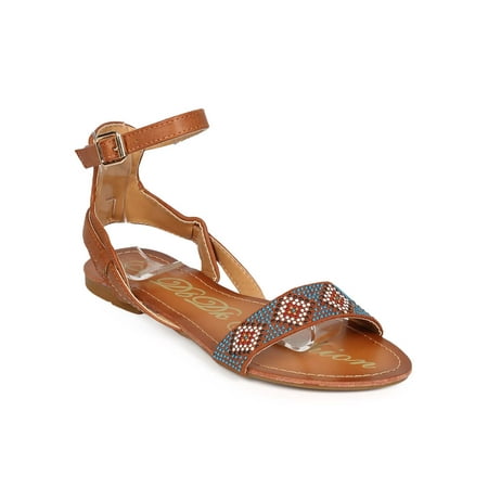 

New Women DbDk India-7 Leatherette Open Toe Tribal Boho Studded Gladiator Sandal