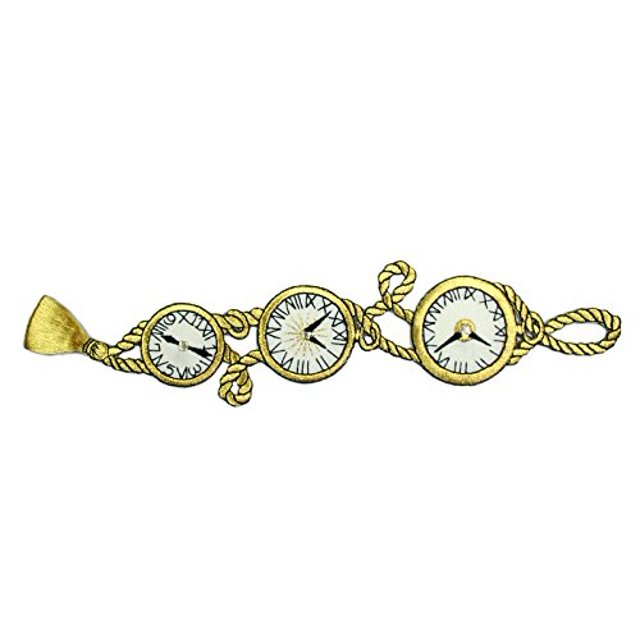 Altotux Gold Metallic Chain Pocket Watch Time Clock Iron On Patch Applique (2" x 10")