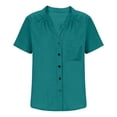 thumbnail image 5 of Utoimkio Linen Shirts for Women Button Down Short Sleeve Tops Cotton Blouses Collared Button-up Beach Vacation Outfits Size S-XXL, 5 of 6