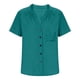 thumbnail image 4 of Craaazy Women's Casual V-Neck Blouse, Solid Color Cotton Linen Short Sleeve Top, Comfy Chest Pocket Shirts for Daily Wear Gifts, 4 of 6
