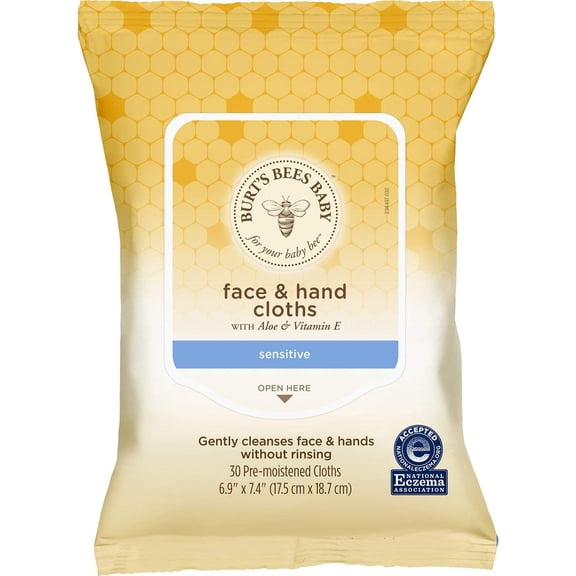 Toallitas para bebé Burt's Bees sin cloro para piel sensible, paquete de 30