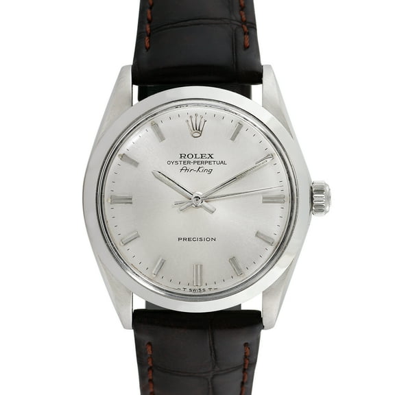 Pre-Owned Rolex Men's Airking 34mm Generic brown leather Wristwatch