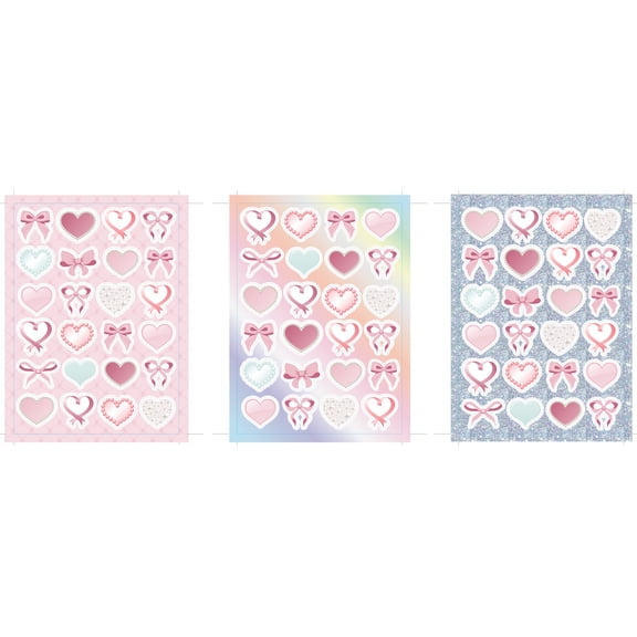 Way To Celebrate Pretty and Pink Sticker Sheet Pack, 8 Count