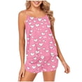 thumbnail image 2 of Rciityk Valentines Shorts Pjs Sets for Woman Cute Heart Print Spaghetti Strap Tank Tops with Shorts Pajama Sets Lounges Ladies Cami Pajama Set, 2 of 4