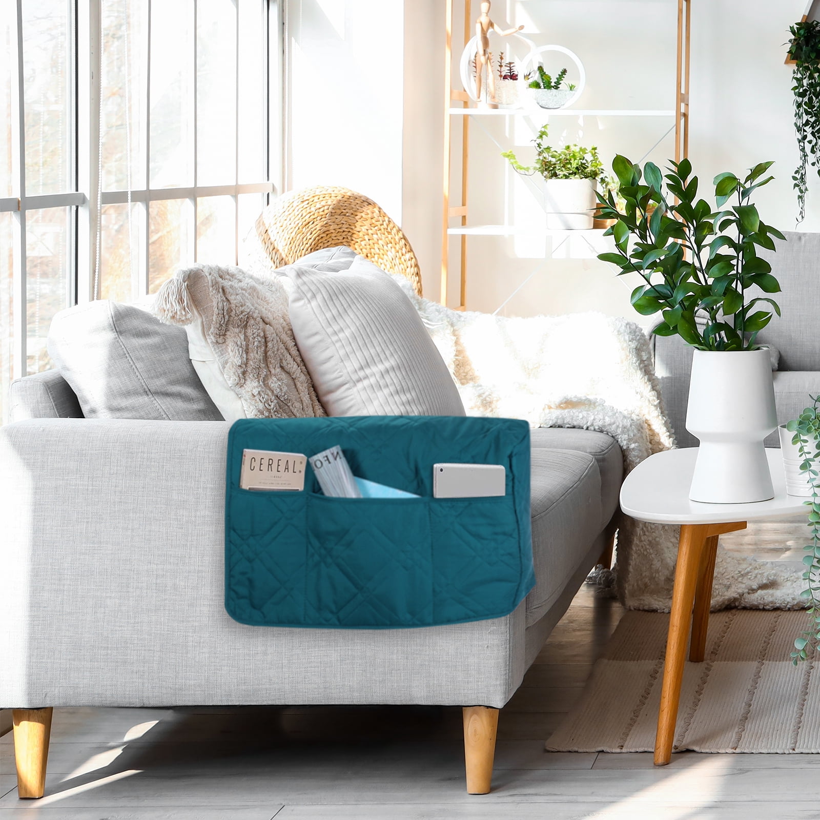 Unique Bargains Sofa Armrest Organizer Non-Slip Caddy Polyester Gray