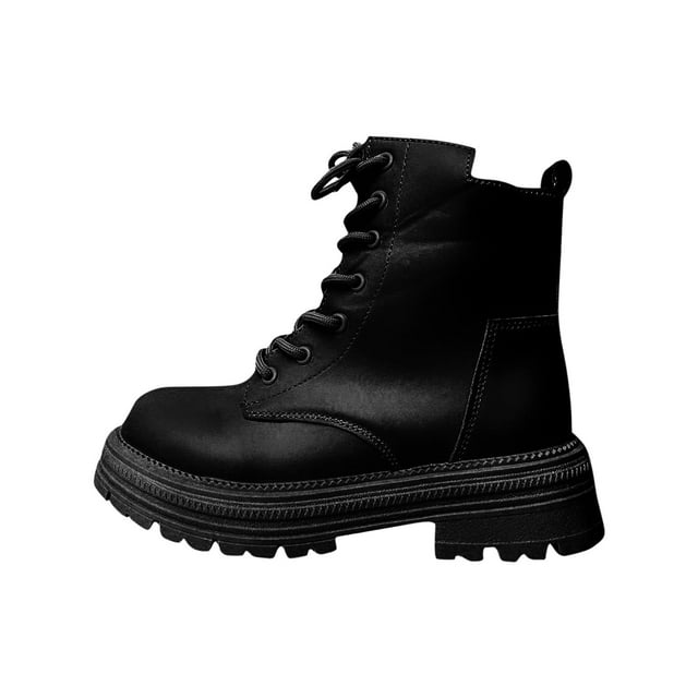 Wensltd Bottines à Talon Bas Épais pour Femmes Largeur Grand Confortables d'Automne à Lacets Bottines Courtes Chaussures