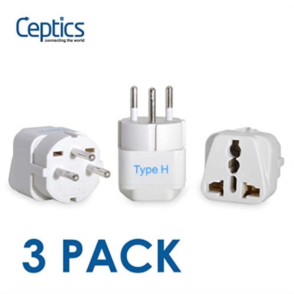 ceptics israel travel plug adapter for israel, palestine (type h) 3