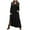 Black, variant on vigerkar Women's Linen Maxi Dress Long Sleeve with Pockets Casual V-Neck Tiered Ruffle Dress Boho Beach Pleated Long Dress Black, XXXL