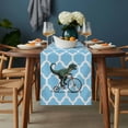 thumbnail image 2 of Morocco Light Blue Table Runner - 70 Inch Long, Kitchen Dining Table Runner Dresser Scarves, Cute Dinosaur Bike Vintage Farmhouse Decor for Coffee Tables Wedding Party Banquet, 2 of 8