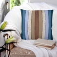 thumbnail image 3 of 18x18 Pillow Covers Set of 2, Blue Brown Throw Pillow Covers Decorative Couch Cushion Case, Farmhouse Wood Grain Vintage Vertical Striped Microfiber Square Pillowcases for Bedroom Car Living Room, 3 of 7