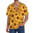 thumbnail image 3 of Honeii 's Yellow Leopard Print Sunflower for men's short-sleeved button-up collared shirt featuring a pocket, perfect for beach vacations, and travel adventures., 3 of 5