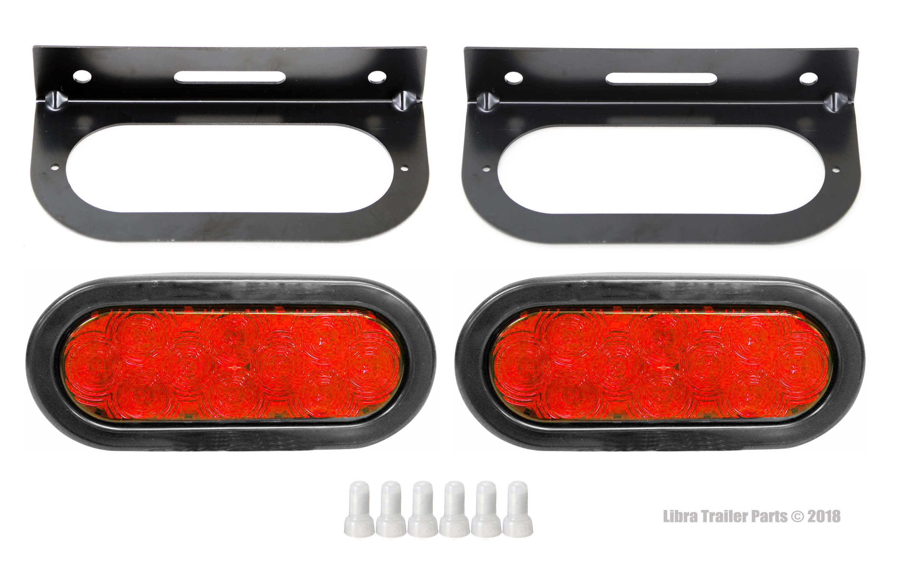 Fits 6" Oval LED Stop Turn Tail Lights Double Stainless Steel Brackets 2 