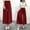 Wine, variant on XPMWRP Women's High Waist Pleated Wide Leg Chiffon Pants Flowy Loose Fit Palazzo Trousers for Casual Summer Daily Wear Khaki Free Size