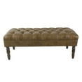 thumbnail image 2 of HomePop Classic Tufted Traditional Vegan Faux Leather Bench in Light Brown, 2 of 10