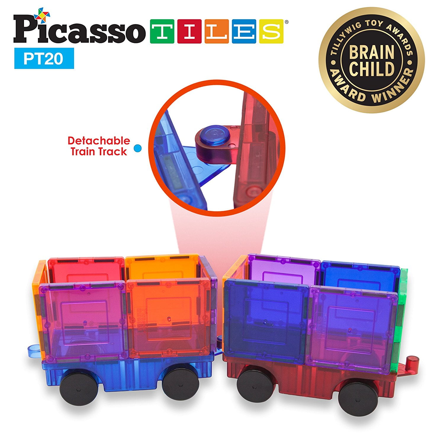 PicassoTiles 2 Piece 3D Magnetic Car Truck Set for Magnet Building Blocks NEW 