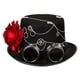 thumbnail image 4 of Sombrero de copa floral steampunk para adultos con gafas, engranaje y cadena decorativa. L, 4 of 9